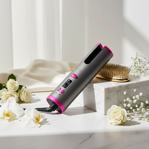 Rizador automático - Con cajita de mármol, cepillo dorado y flores